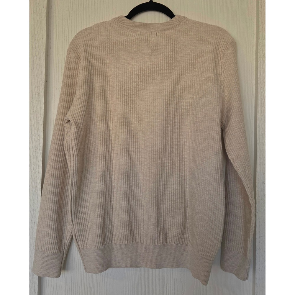 NWT PJ Paul Jones‎ Mens Ribbed Knit Crewneck Sweater Beige Sz S Preppy Old Money - Picture 2 of 7